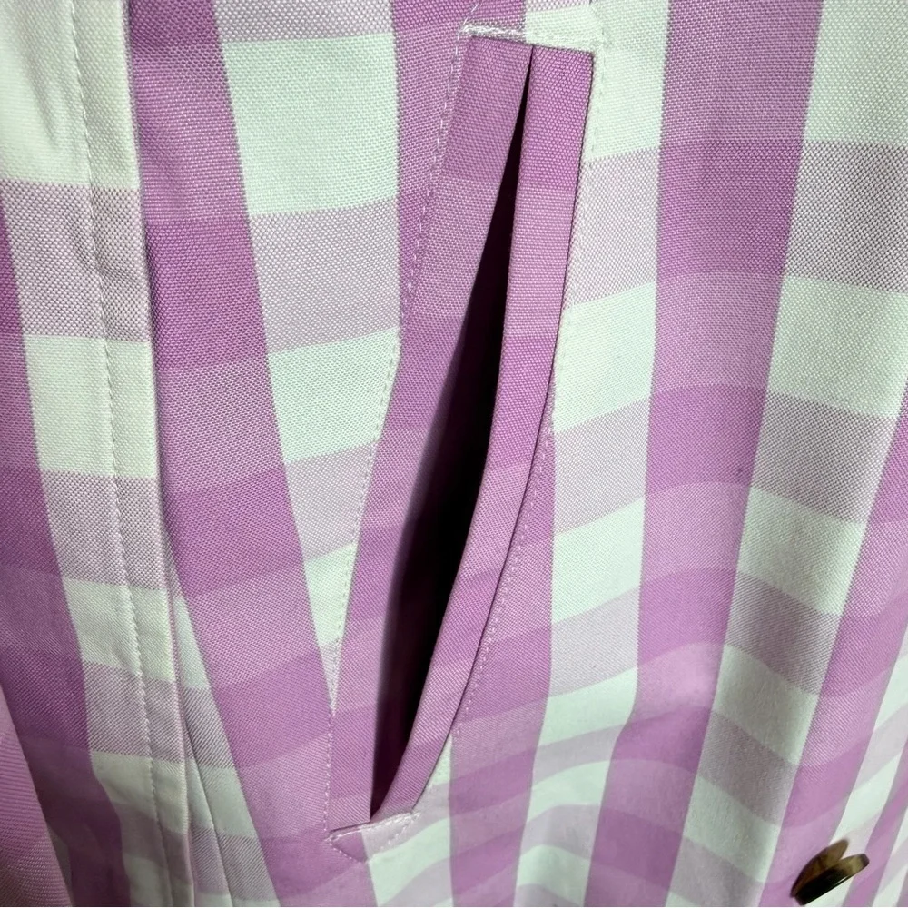 J. Crew Pink Gingham Trench Coat -Size 12-Belted NWT - Picture 6 of 16
